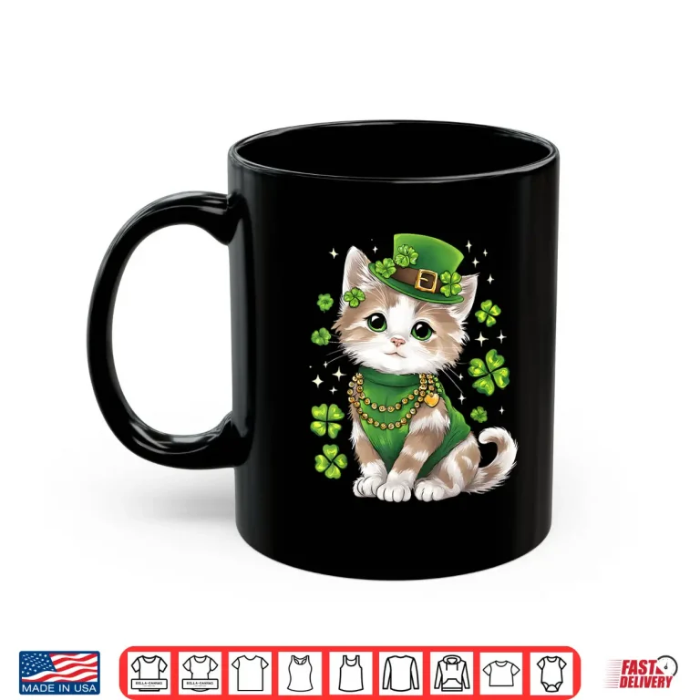 Mug St Patricks Day Cat Leprechaun Hat Shamrock Shirt