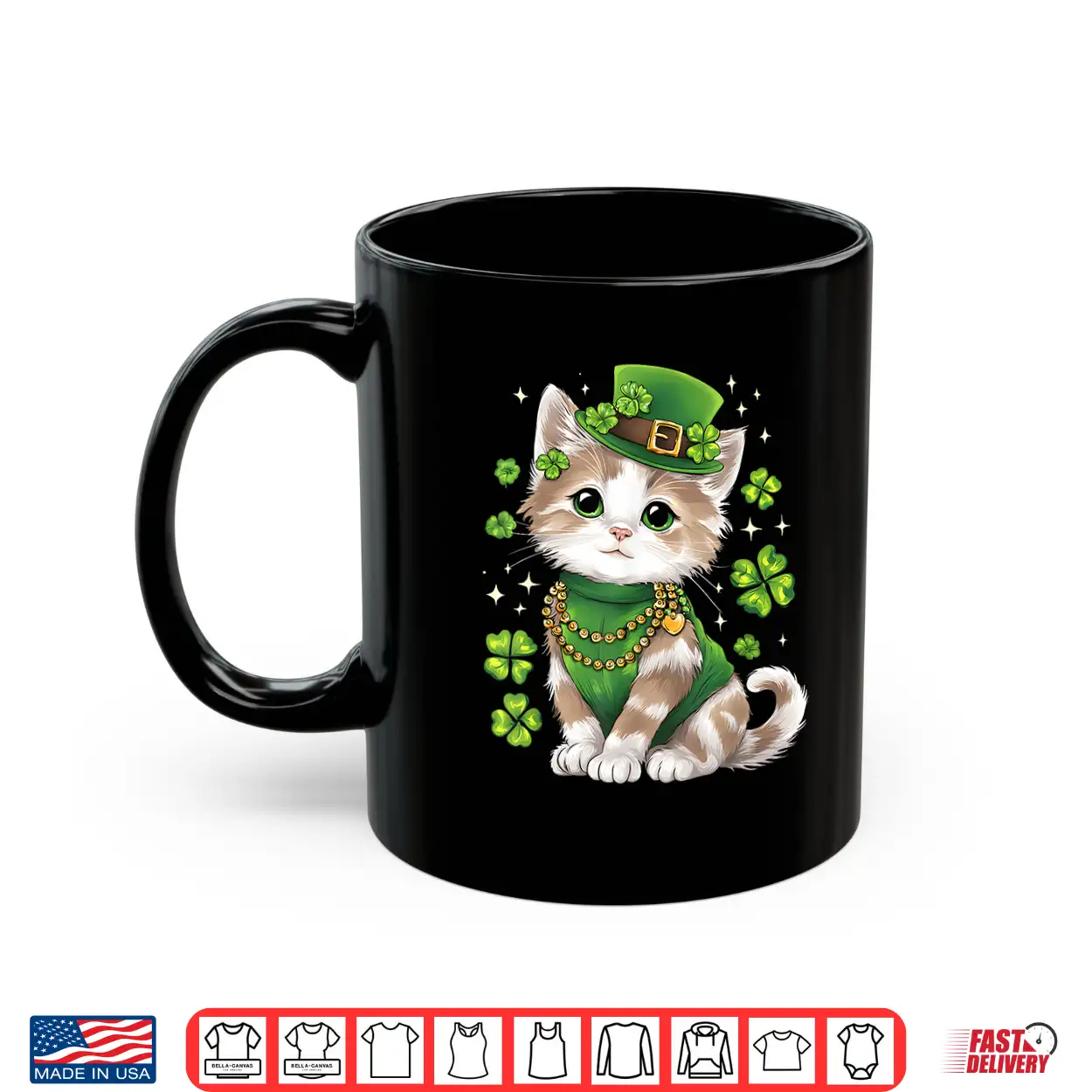 St Patricks Day Cat Leprechaun Hat Shamrock Shirt St Patricks Day Cat Leprechaun Hat Shamrock Shirt
