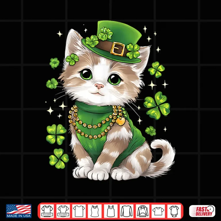 Design St Patricks Day Cat Leprechaun Hat Shamrock Shirt