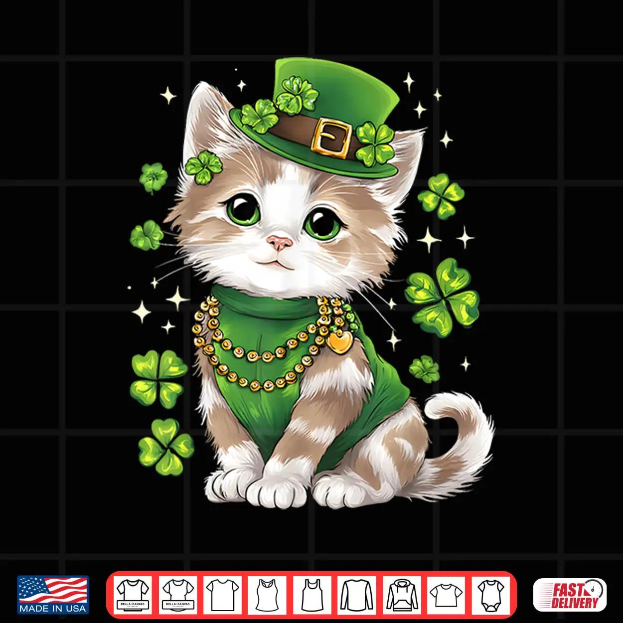 St Patricks Day Cat Leprechaun Hat Shamrock Shirt St Patricks Day Cat Leprechaun Hat Shamrock Shirt