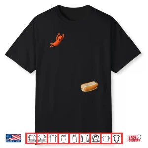 Funny Diving Hot Dog Summer Food Humor Shirt