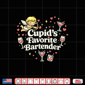 Design CupidS Favorite Bartender Funny Valentine Drink Design Shirt