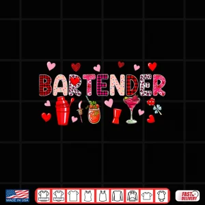 Design Bartender Tools ValentineS Day Leopard Team Hearts Shirt