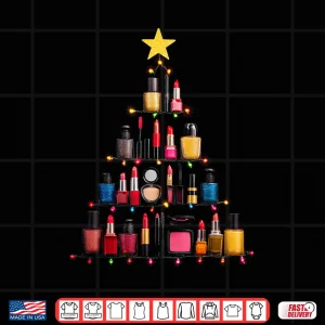 Design Makeup Christmas Tree Graphic Cosmetics Artist Shirt