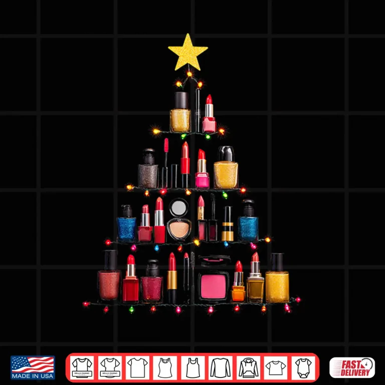 Design Makeup Christmas Tree Graphic Cosmetics Artist Shirt