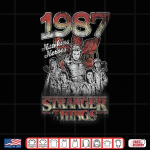 Design Hawkins Nineteen Eighty Seven Retro Science Fiction Graphic Shirt