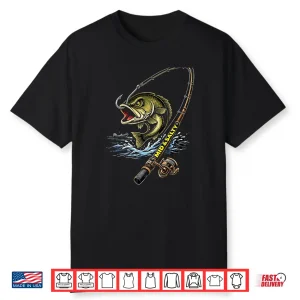 Mid And Salty Angry Bass Fishing Colorful Graphic Shirt