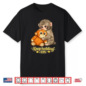 Monkey With Teddy Bear Cuddling Meme Viral Graphic Shirt