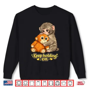 Sweatshirt Monkey With Teddy Bear Cuddling Meme Viral Graphic Shirt