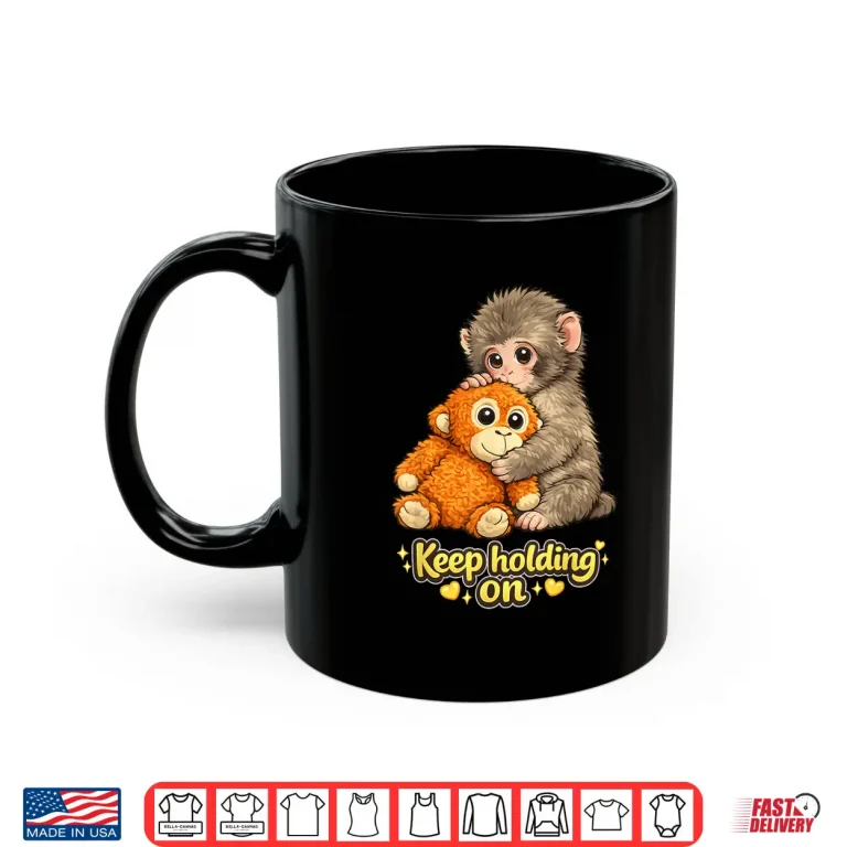Mug Monkey With Teddy Bear Cuddling Meme Viral Graphic Shirt
