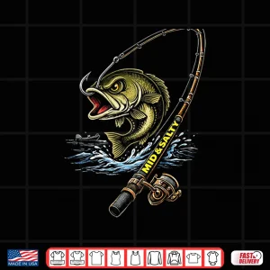 Design Mid And Salty Angry Bass Fishing Colorful Graphic Shirt