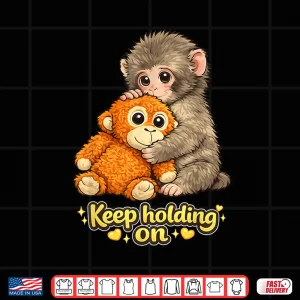Design Monkey With Teddy Bear Cuddling Meme Viral Graphic Shirt