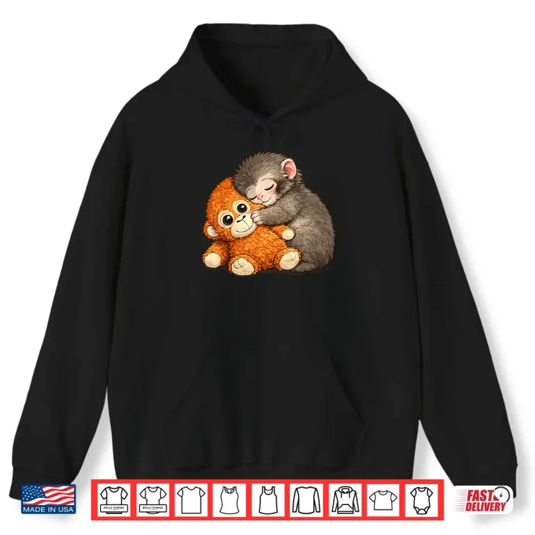 Hoodie Punch The Monkey Cuddling Stuffed Animal Viral Internet Shirt