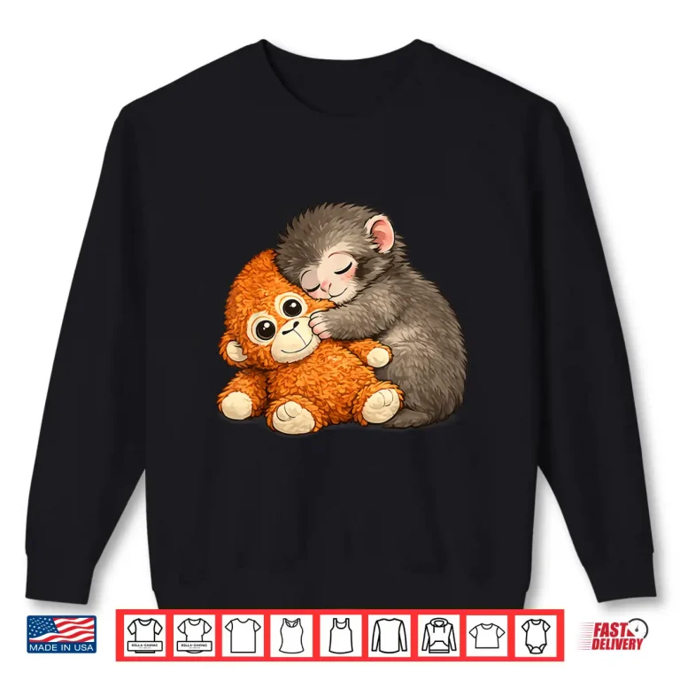 Sweatshirt Punch The Monkey Cuddling Stuffed Animal Viral Internet Shirt