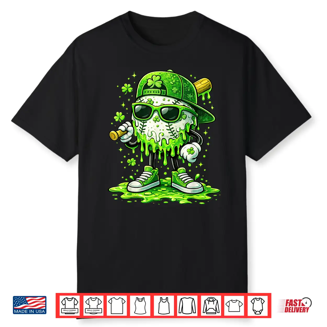 Baseball Ice Cream Drip Shamrock Saint Patricks Day Shirt Baseball Ice Cream Drip Shamrock Saint Patricks Day Shirt