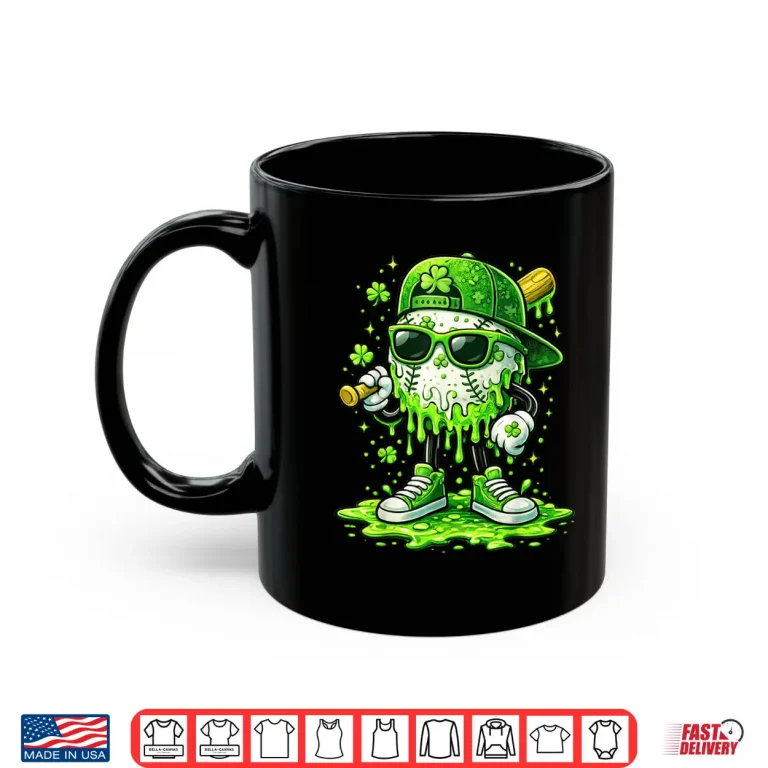 Mug Baseball Ice Cream Drip Shamrock Saint Patricks Day Shirt