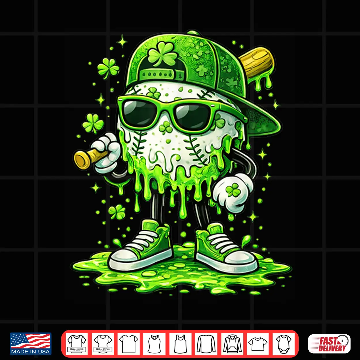 Baseball Ice Cream Drip Shamrock Saint Patricks Day Shirt Baseball Ice Cream Drip Shamrock Saint Patricks Day Shirt