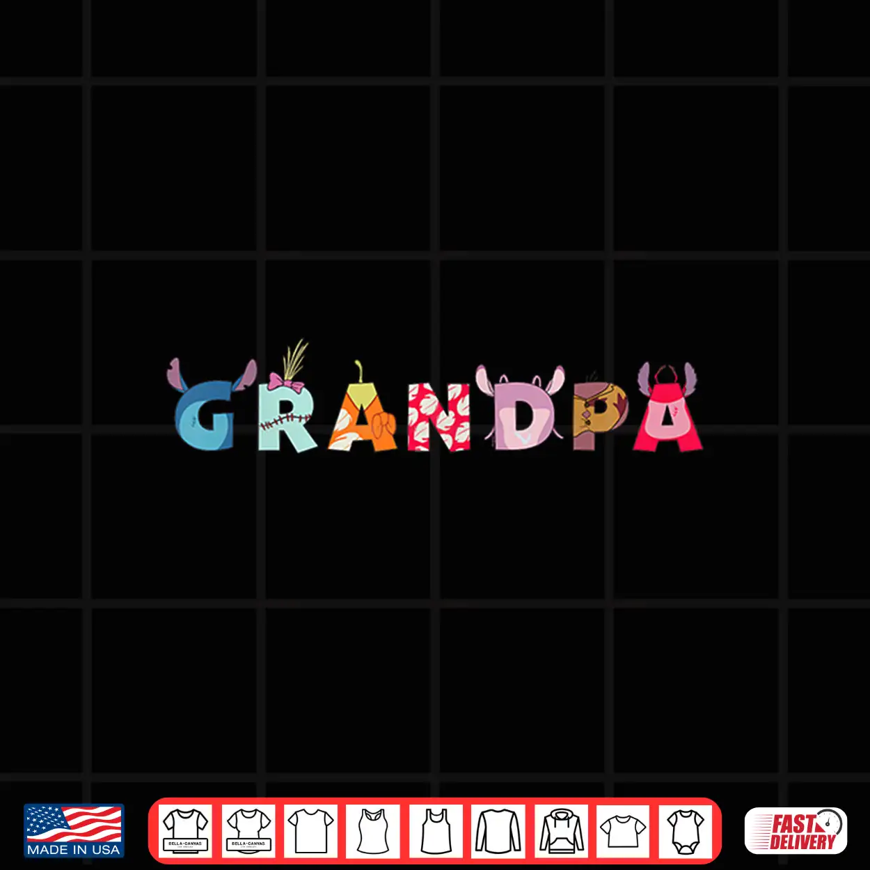 Grandpa Family Trip Vacation Character Alphabet Graphic Shirt Grandpa Family Trip Vacation Character Alphabet Graphic Shirt