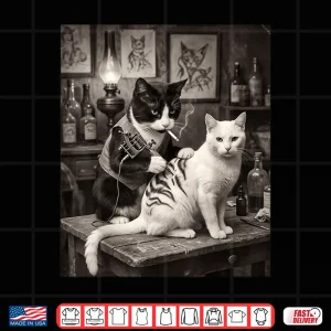 Design Cat Smoking Tattoo Vintage Inked Kitty Humor Meme Shirt