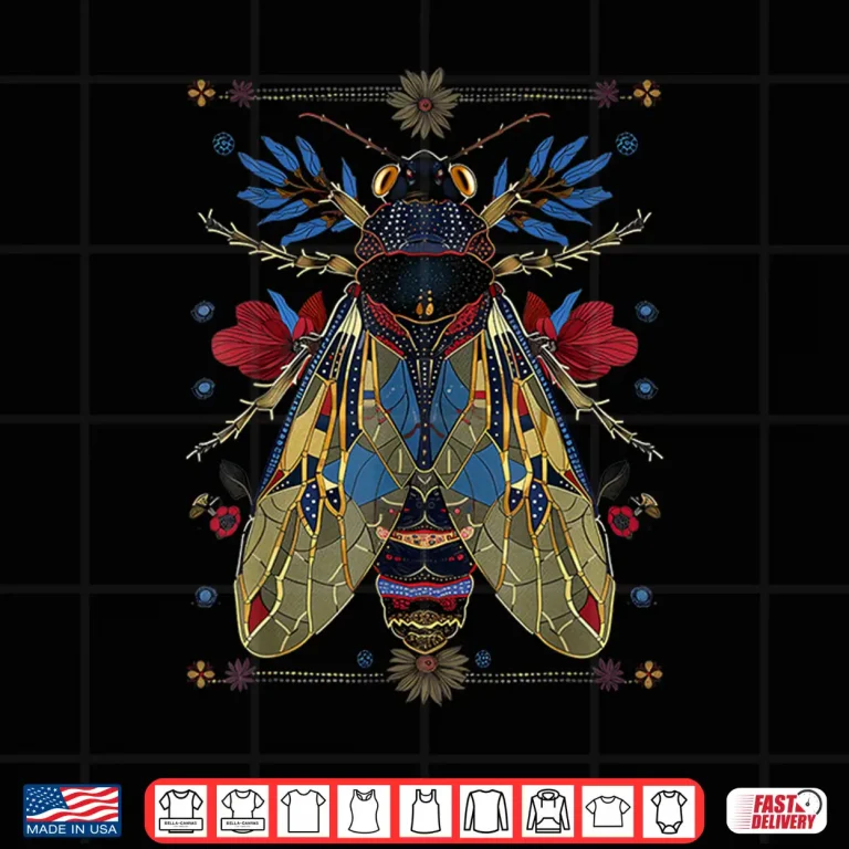 Design Cicada Flowers Insect Vintage Tattoo Artist Entomology Shirt