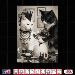 Design Punk Cat Tattoo Artist Goth Subculture Meme Humor Shirt 1