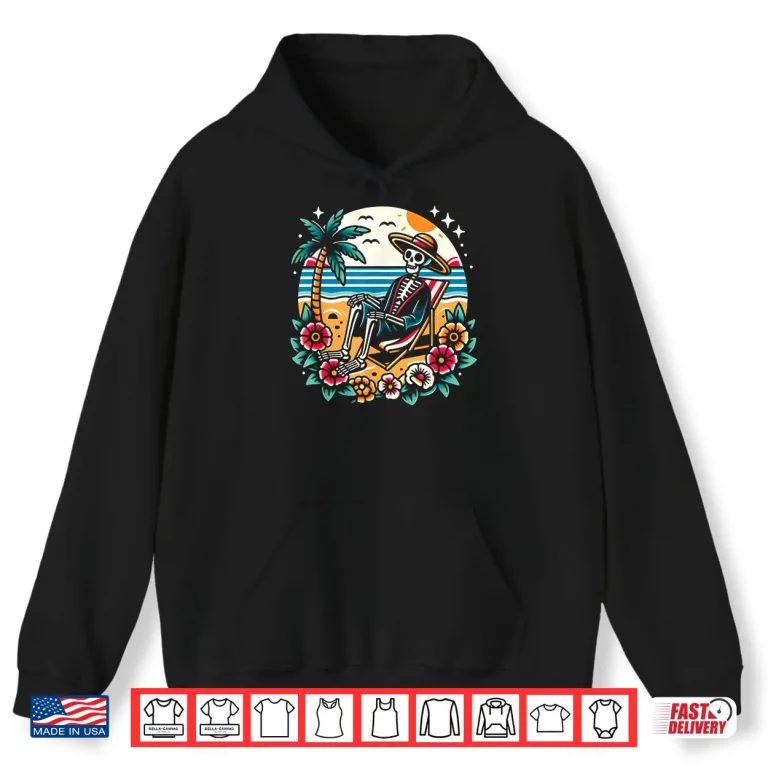 Hoodie Skeleton On The Beach Traditional Inked Artist Shirt 1