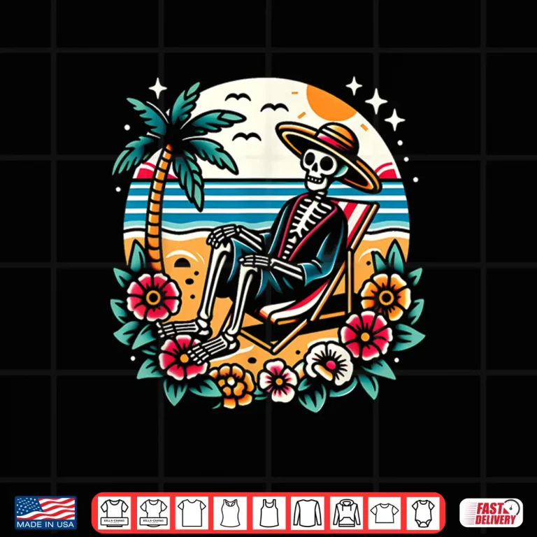 Design Skeleton On The Beach Traditional Inked Artist Shirt 1