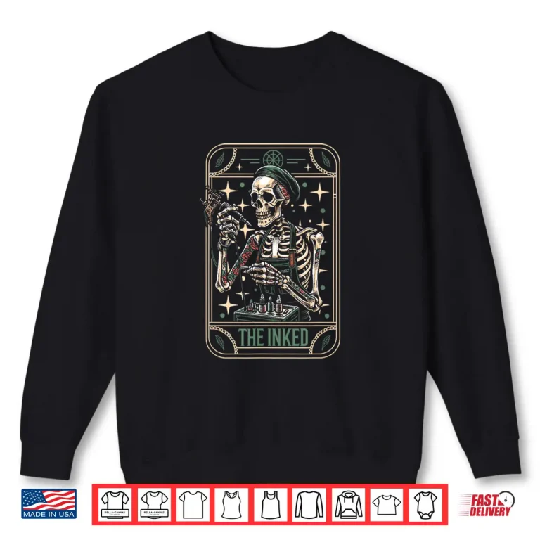Sweatshirt Tattooist Artist Skeleton Tarot Card Aesthetic Shirt 1