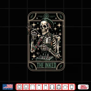 Design Tattooist Artist Skeleton Tarot Card Aesthetic Shirt 2
