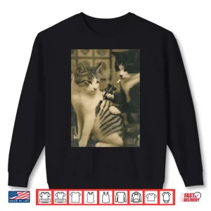 Sweatshirt Vintage Cat Smoking Inked Kitty Artist Humor Meme Shirt