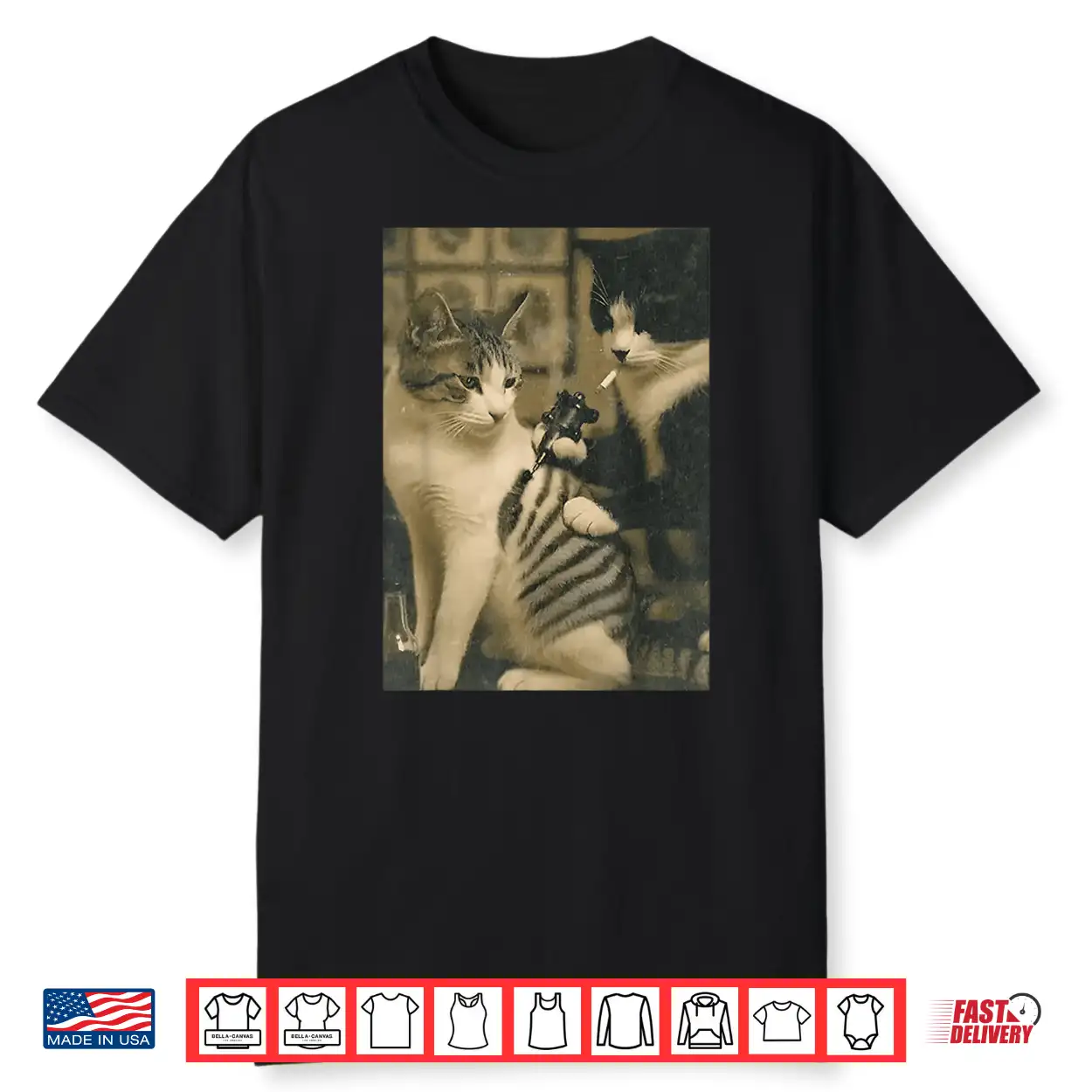 Vintage Cat Smoking Inked Kitty Artist Humor Meme Shirt Vintage Cat Smoking Inked Kitty Artist Humor Meme Shirt