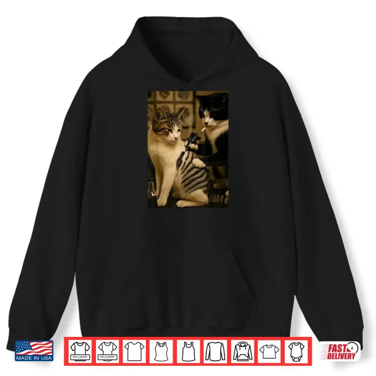 Hoodie Vintage Cigarette Cat Smoking Inked Artist Meme Shirt 1