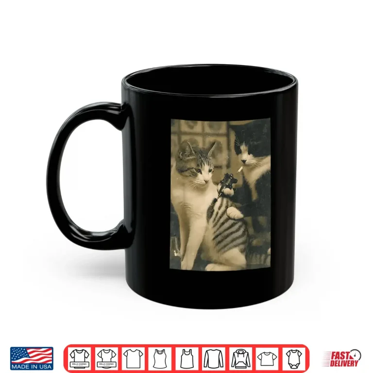 Mug Vintage Cat Smoking Inked Kitty Artist Humor Meme Shirt 1