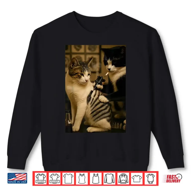 Sweatshirt Vintage Cigarette Cat Smoking Inked Artist Meme Shirt 2