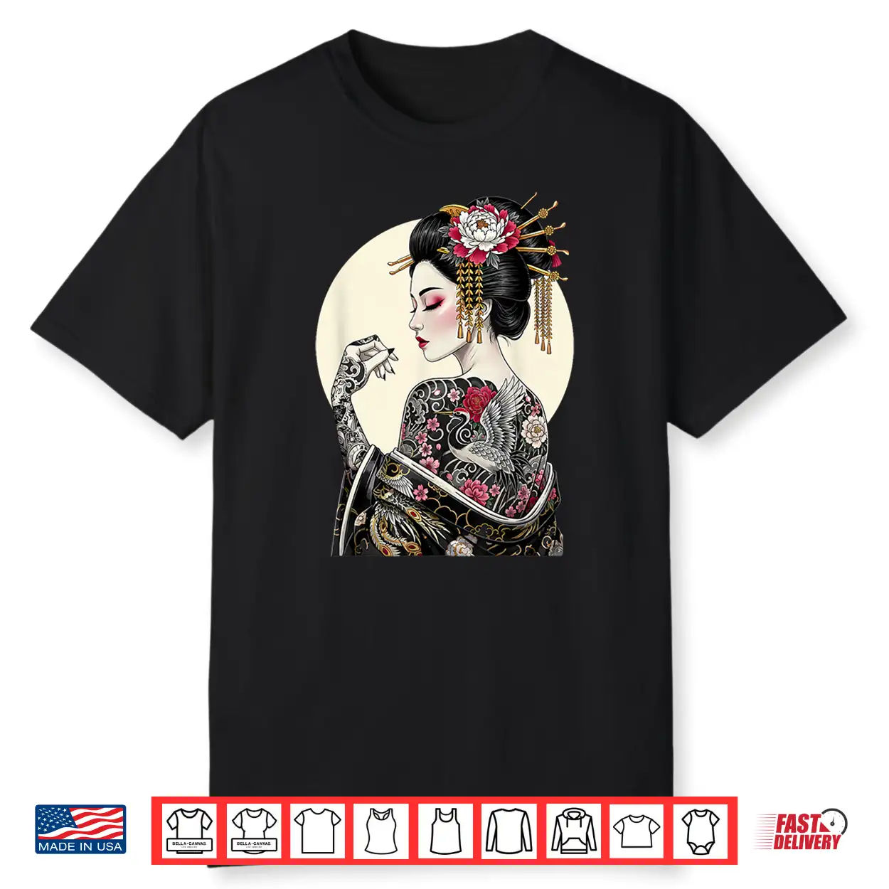 Tattooed Geisha Japanese Souvenir Cultural Graphic Shirt Tattooed Geisha Japanese Souvenir Cultural Graphic Shirt