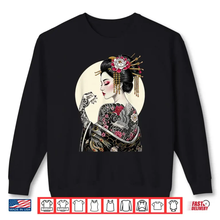 Sweatshirt Tattooed Geisha Japanese Souvenir Cultural Graphic Shirt