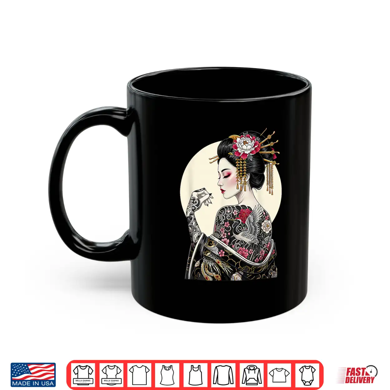Tattooed Geisha Japanese Souvenir Cultural Graphic Shirt Tattooed Geisha Japanese Souvenir Cultural Graphic Shirt