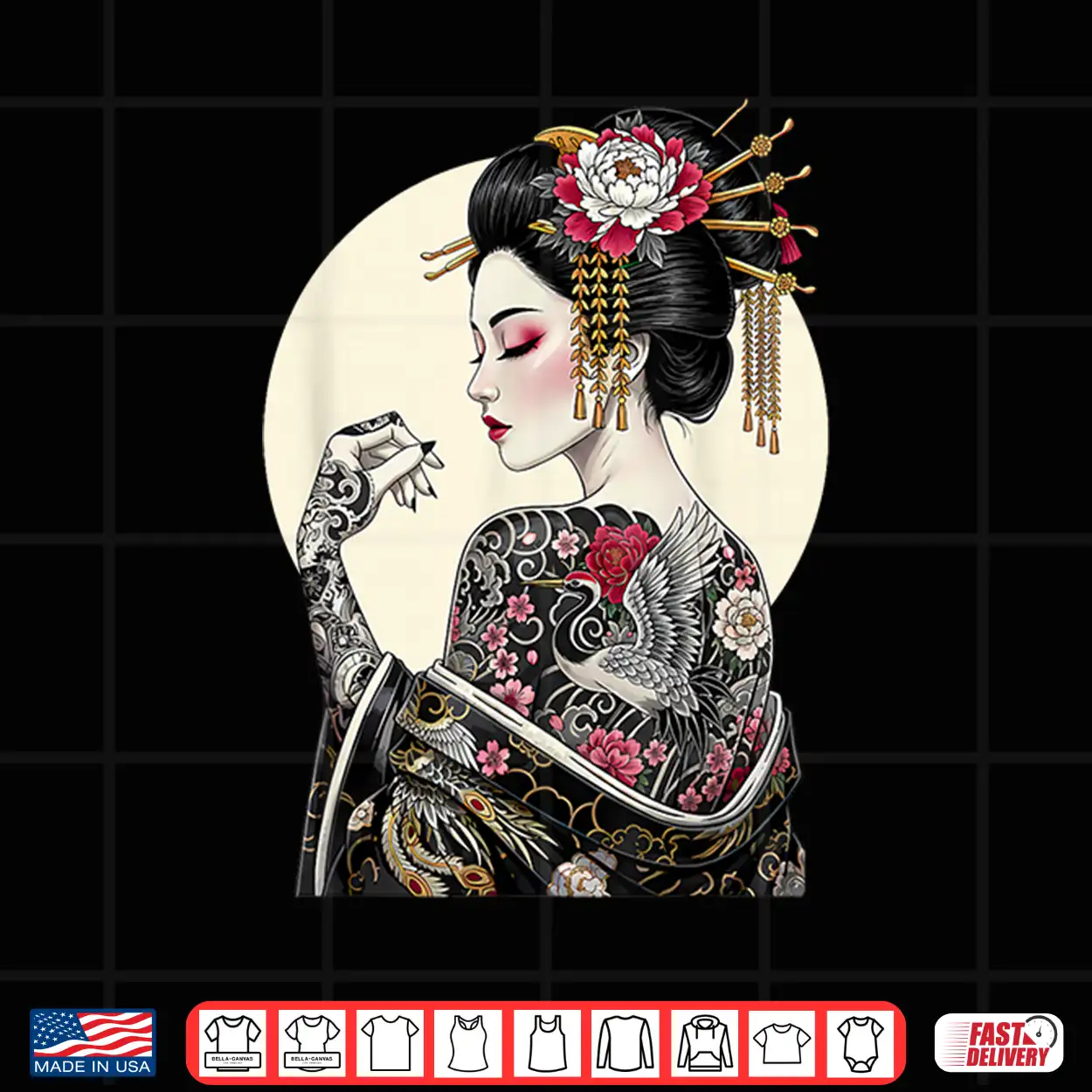 Tattooed Geisha Japanese Souvenir Cultural Graphic Shirt Tattooed Geisha Japanese Souvenir Cultural Graphic Shirt