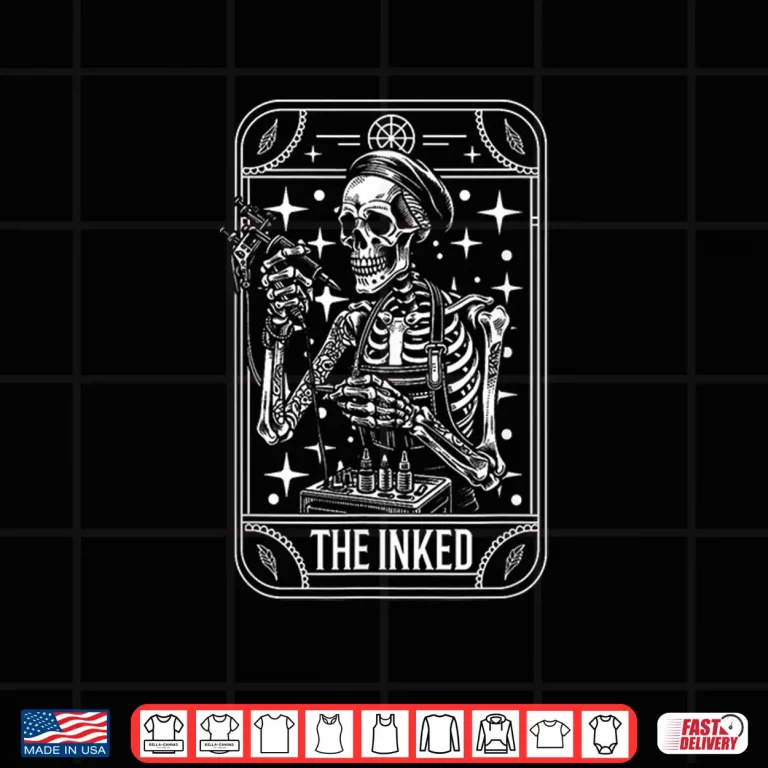 Design Tattooist Tattooer Skeleton Tarot Card Aesthetic Shirt