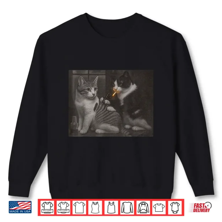 Sweatshirt Vintage Cat Tattoo Inked Kitty Humor Artistic Meme Shirt