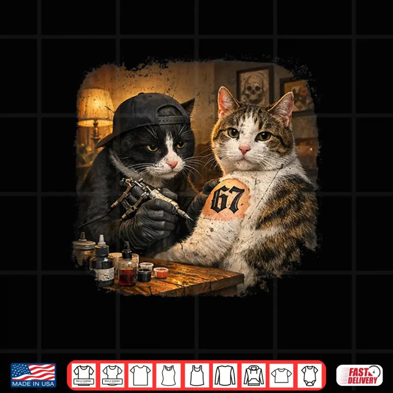 Design Vintage Cat Tattoo Inked Kitty Sixty Seven Meme Shirt
