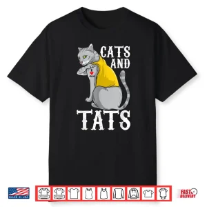 Cats And Tats Feline Ink Aesthetic Graphic Shirt