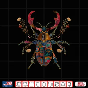 Design Stag Beetle Flowers Insect Tattoo Artist Entomology Shirt