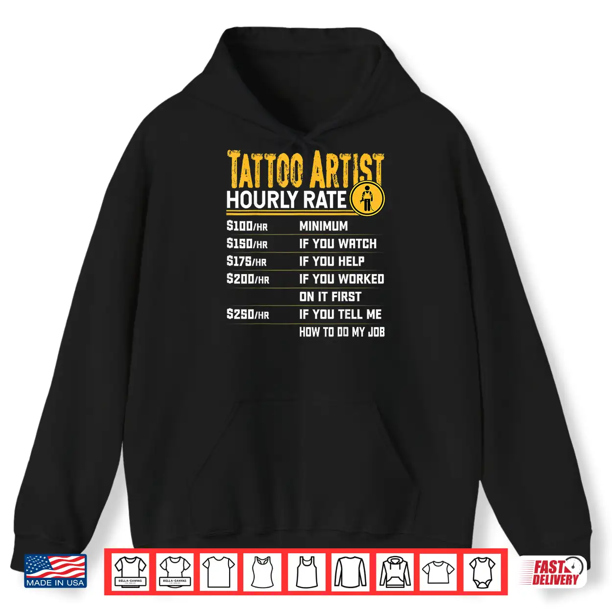Tattoo Artist Hourly Rate Professional Humor Graphic Shirt Tattoo Artist Hourly Rate Professional Humor Graphic Shirt