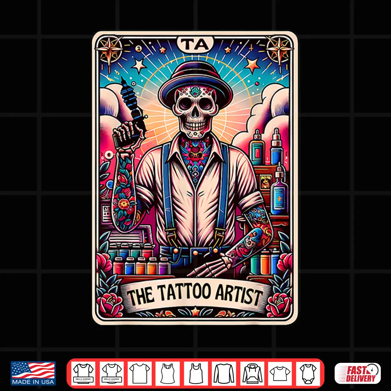 Tattoo Artist Skeleton Drawing Mystic Tarot Aesthetic Shirt Tattoo Artist Skeleton Drawing Mystic Tarot Aesthetic Shirt