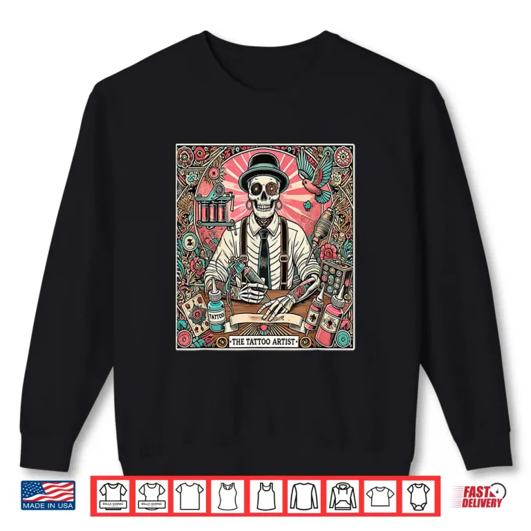Tattoo Artist Tarot Card Skeleton Drawing Aesthetic Shirt 2 Sweatshirt Tattoo Artist Tarot Card Skeleton Drawing Aesthetic Shirt