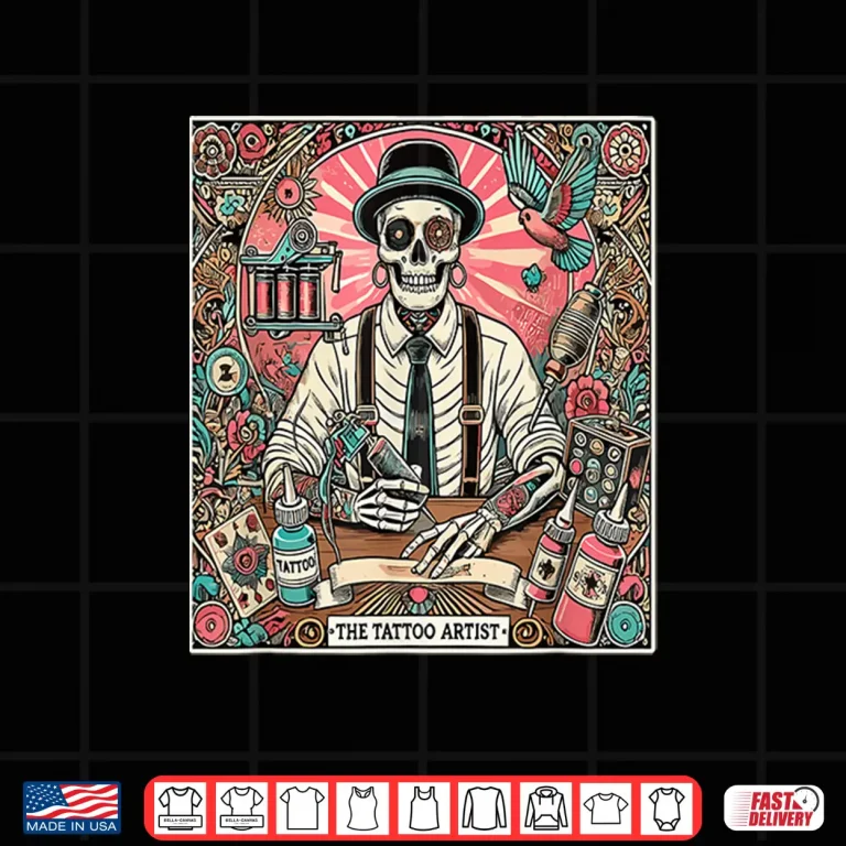 Tattoo Artist Tarot Card Skeleton Drawing Aesthetic Shirt 4 Design Tattoo Artist Tarot Card Skeleton Drawing Aesthetic Shirt