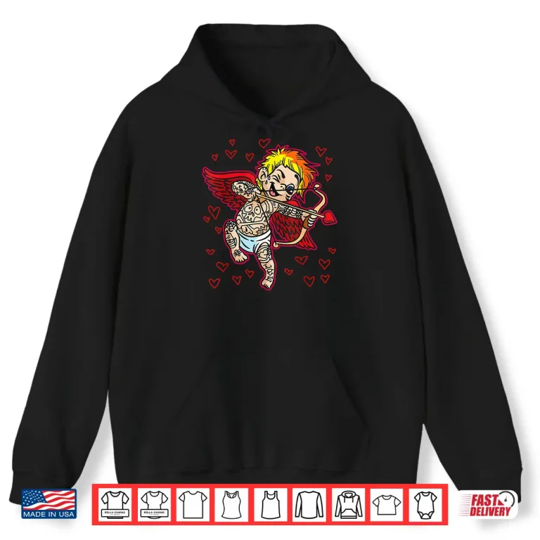 Hoodie Tattooed Cupid Tattoo Artist Valentines Day Holiday Shirt
