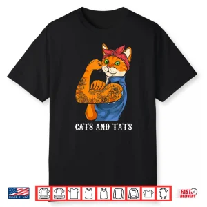 Cats And Tats Tattoo Cat Feline Aesthetic Graphic Shirt