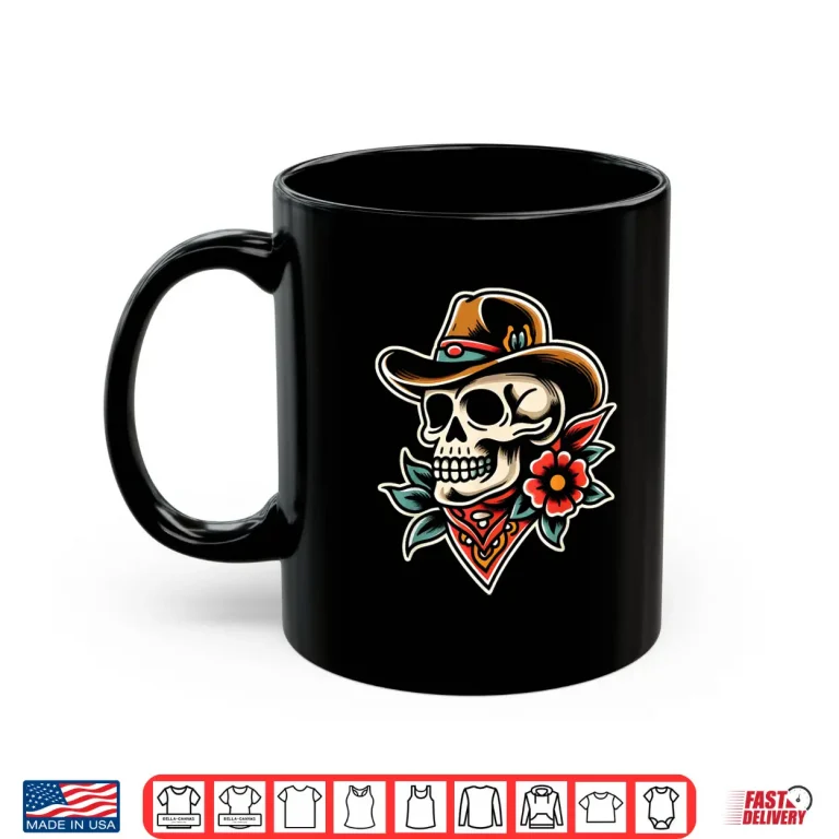 Mug Cowboy Skull Traditional Tattoo Artist Inked Graphic Shirt